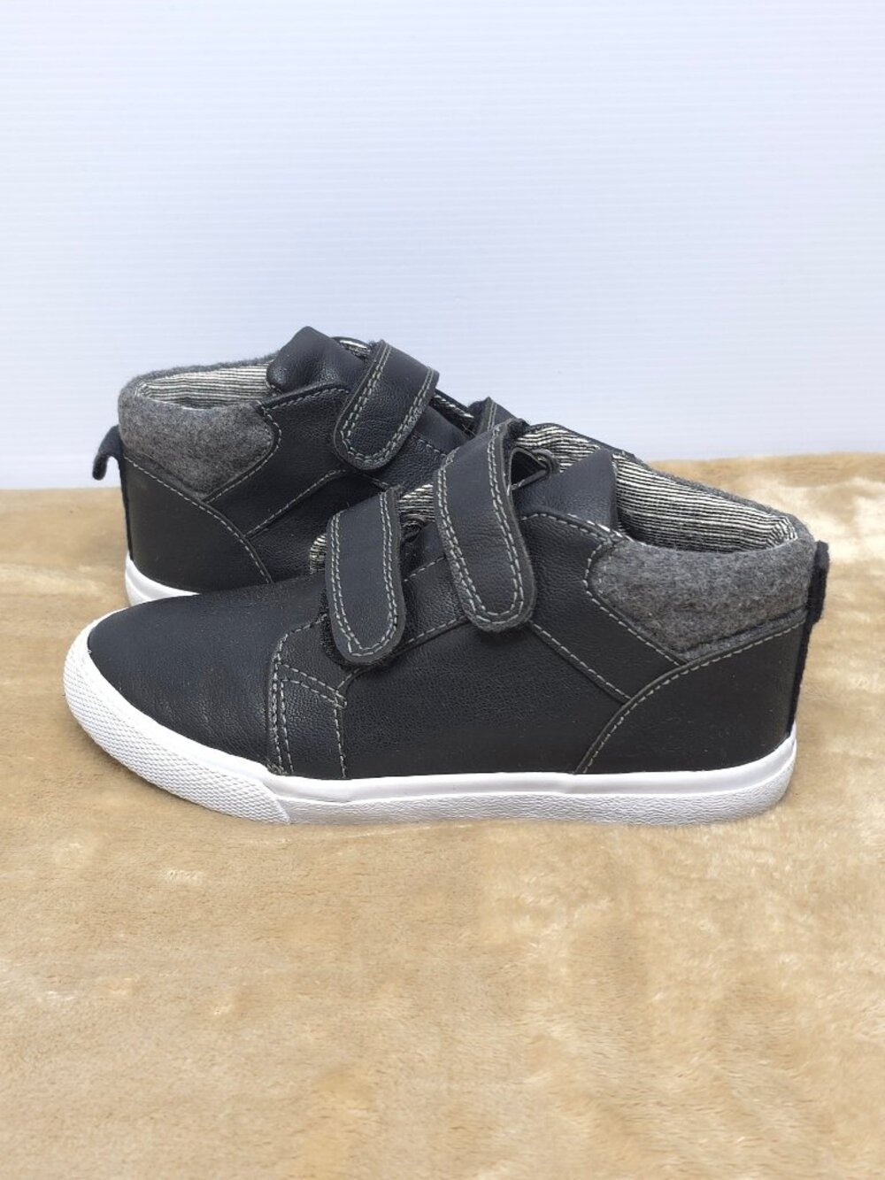 Cat & Jack Xavier High Top Sneakers Kids 11 Black Hook Loop Strap Shoes